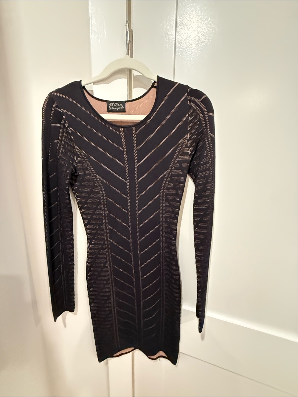 Torn by Ronny Kobo Black Chevron Midi Dress